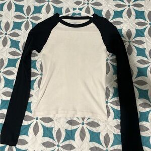 Brandy melville baseball top with a crewneck collar and long sleeves
